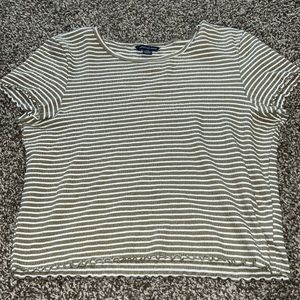 American eagle, cropped green and white stripped t-shirt